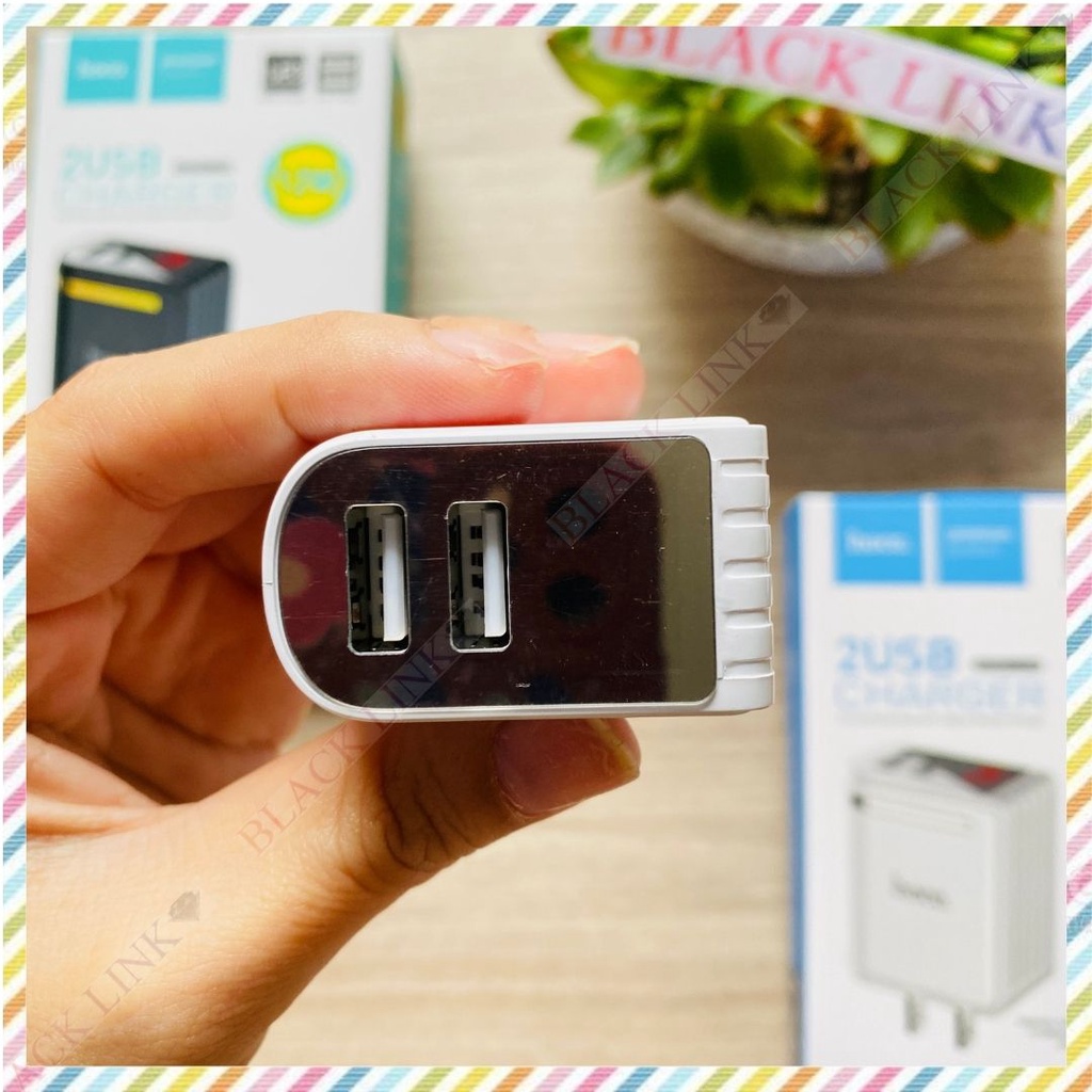 Củ Sạc 2.4A HOCO C39 2 Cổng USB Đèn Led Điện Thoại Máy Tính Bảng - Cốc Sạc Nhanh Pin Dự Phòng Tai Nghe Bluetooth I12