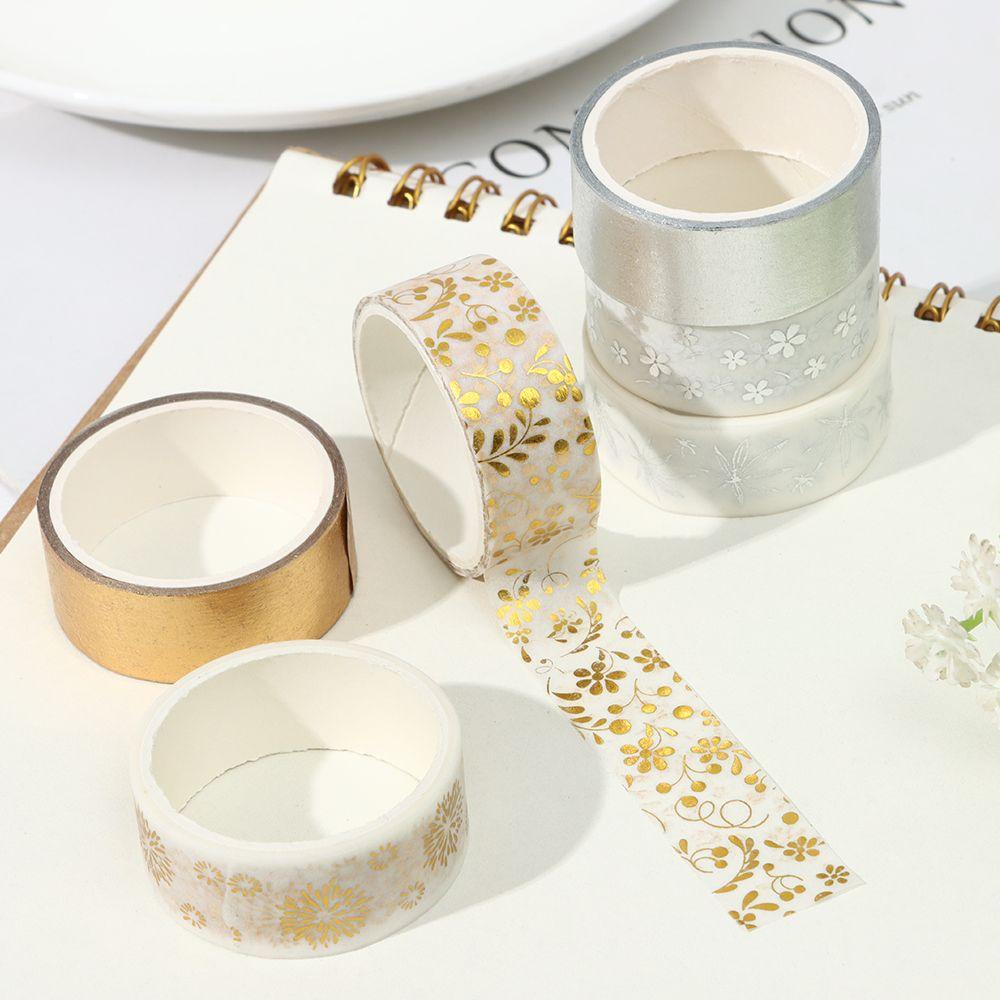 PISTA Set 6 Cuộn Băng Keo Washi Lá Vàng Dán Trang Trí Sổ Tay