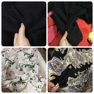 Vải cát hàn đen+ voan mỏng đen+ chống thấm hoa+ lụa giãn