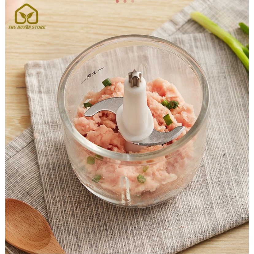 Máy Xay Đa Năng HATTIECS Cầm Tay 6 Lưỡi Dao , Cối Thủy Tinh , Xay Thịt , Xay Đồ Ăn Dặm Cho Bé