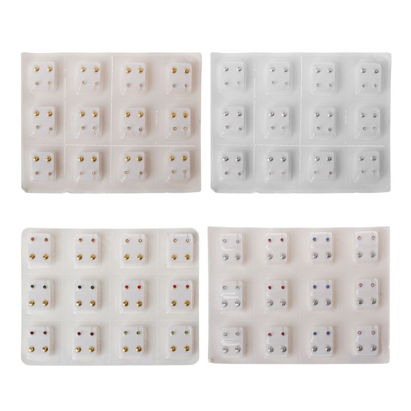 Set 12 Đôi Khuyên Tai Đính Đá Thời Trang Nữ Dễ Thương