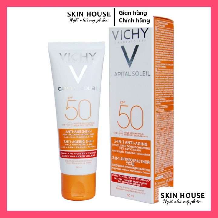 Kem Chống Nắng Ideal Vichy Capital Soleil Anti-Aging SPF50 PA+++UVA &amp; UVB 50ml