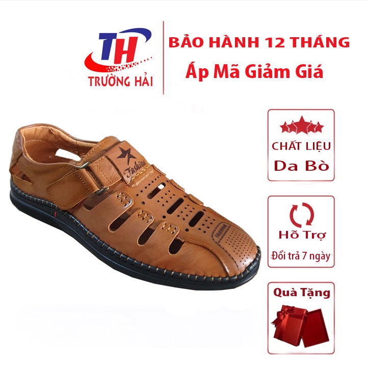 Giày Lười Da Nam Chính Hãng Trường Hải Da Bò Thật Đục Lỗ Thoáng Khí GM290