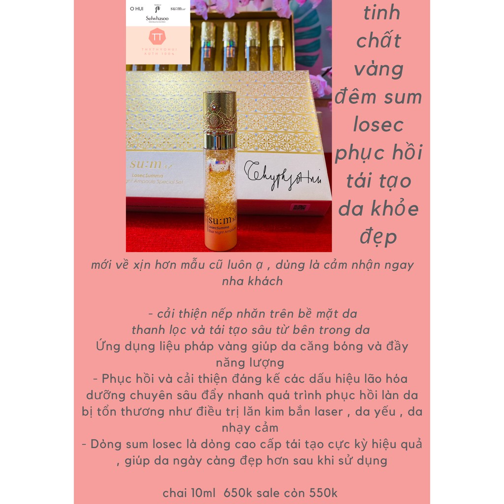 Sum 37 Losec Summa Elixir Night Ampoule Tinh Chất Vàng Đêm Full Tách Set 10ml Dưỡng Trẻ Hóa Da Cao Cấp