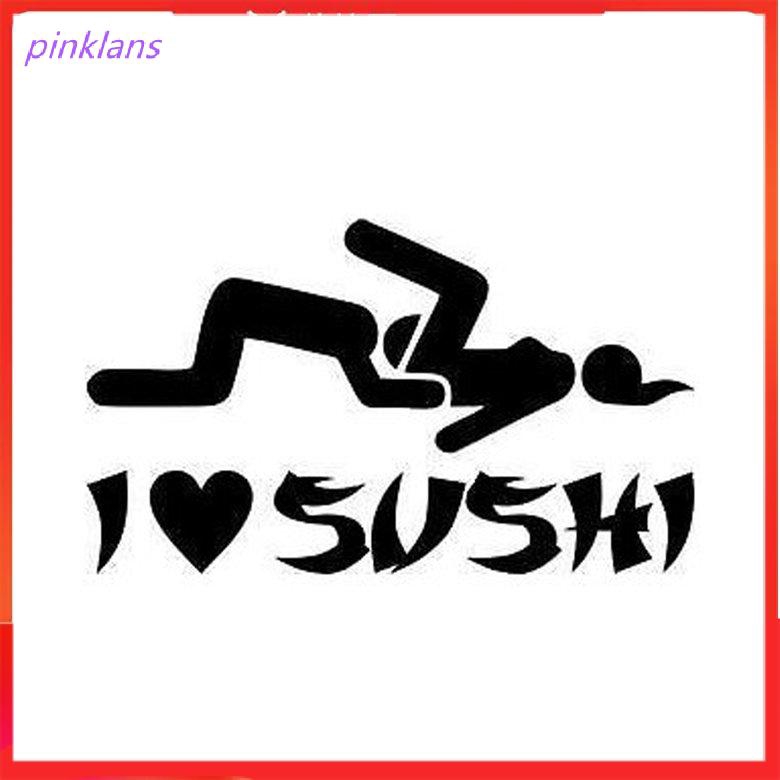 Miếng Dán Decal Chữ I Love Sushi Trang Trí Xe Hơi