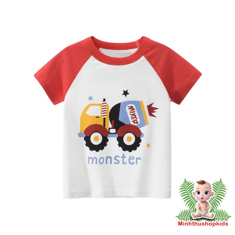 Áo thun bé trai 27kids áo thun cho bé họa tiết ngộ nghĩnh chất cotton QATE 553