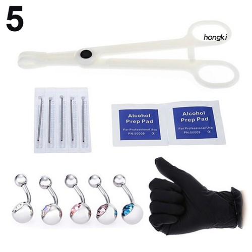 (Hàng Mới Về) Bộ Dụng Cụ Xỏ Khuyên Cơ Thể Chuyên Nghiệp Bằng Thép Không Gỉ