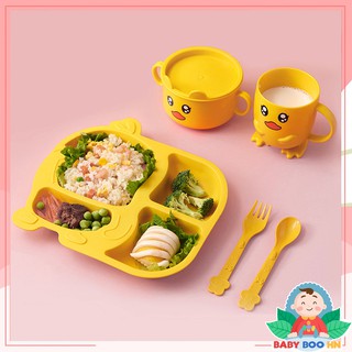 Khay ăn dặm lúa mạch kiểu nhật hình gà vàng ngộ nghĩnh đáng yêu an toàn cho bé, hàng cao cấp BabyBooHN