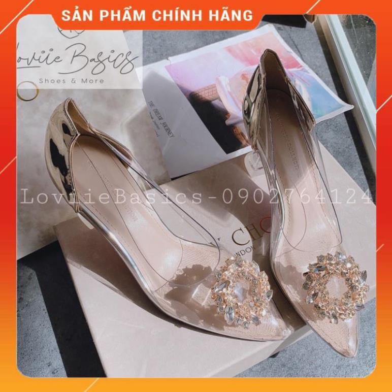 LOVIIE BASICS- GIÀY CAO GÓT 7 PHÂN ĐÍNH ĐÁ - GIÀY CAO GÓT MŨI NHỌN - GIÀY CAO GÓT BÍT MŨI ĐẾ VUÔNG 7CM G201143
