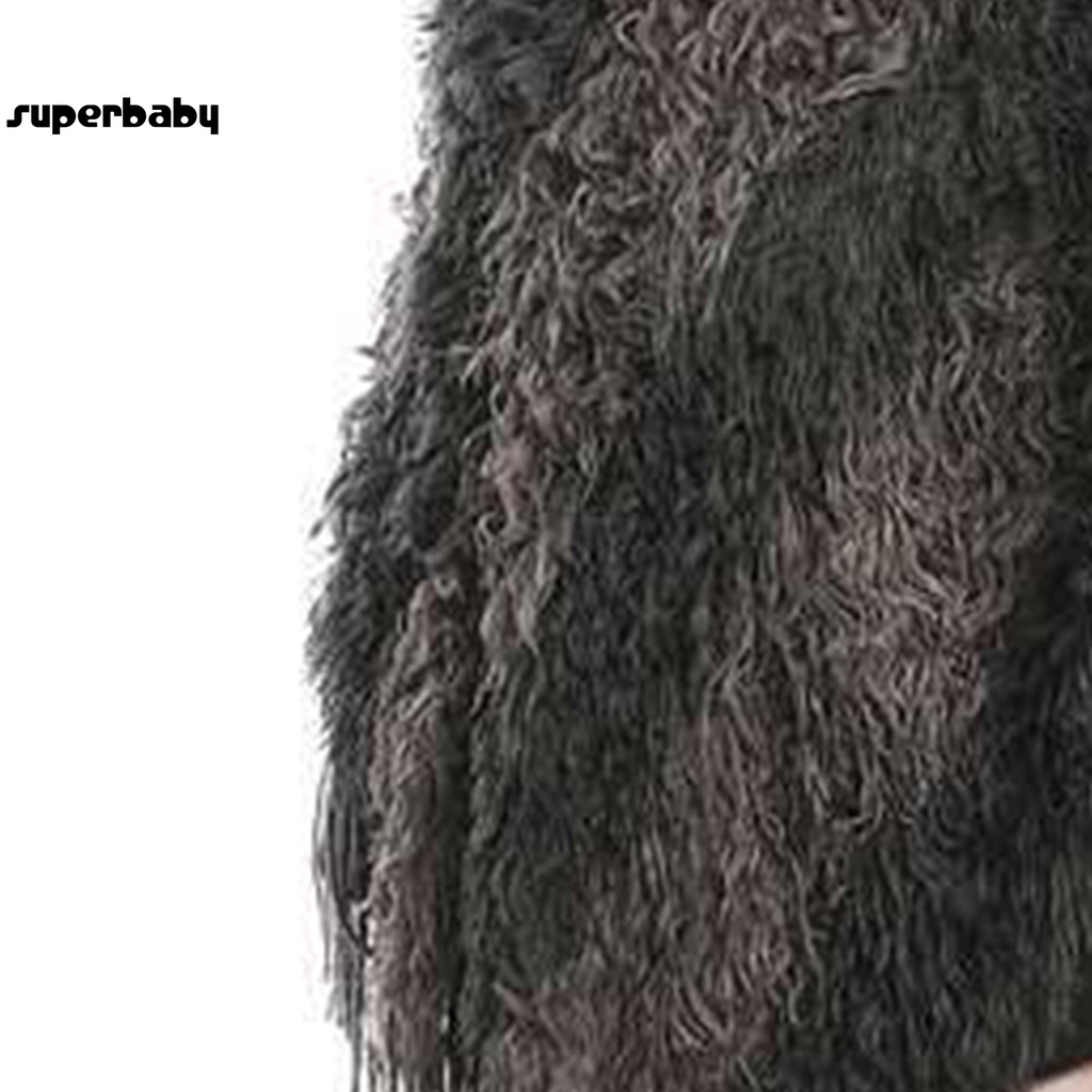 Áo choàng dệt kim dáng rộng phối lông thời trang cho nữ
 | BigBuy360 - bigbuy360.vn