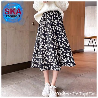 Chân váy vintage hoa cúc ulzzang dáng dài bigsize - ska