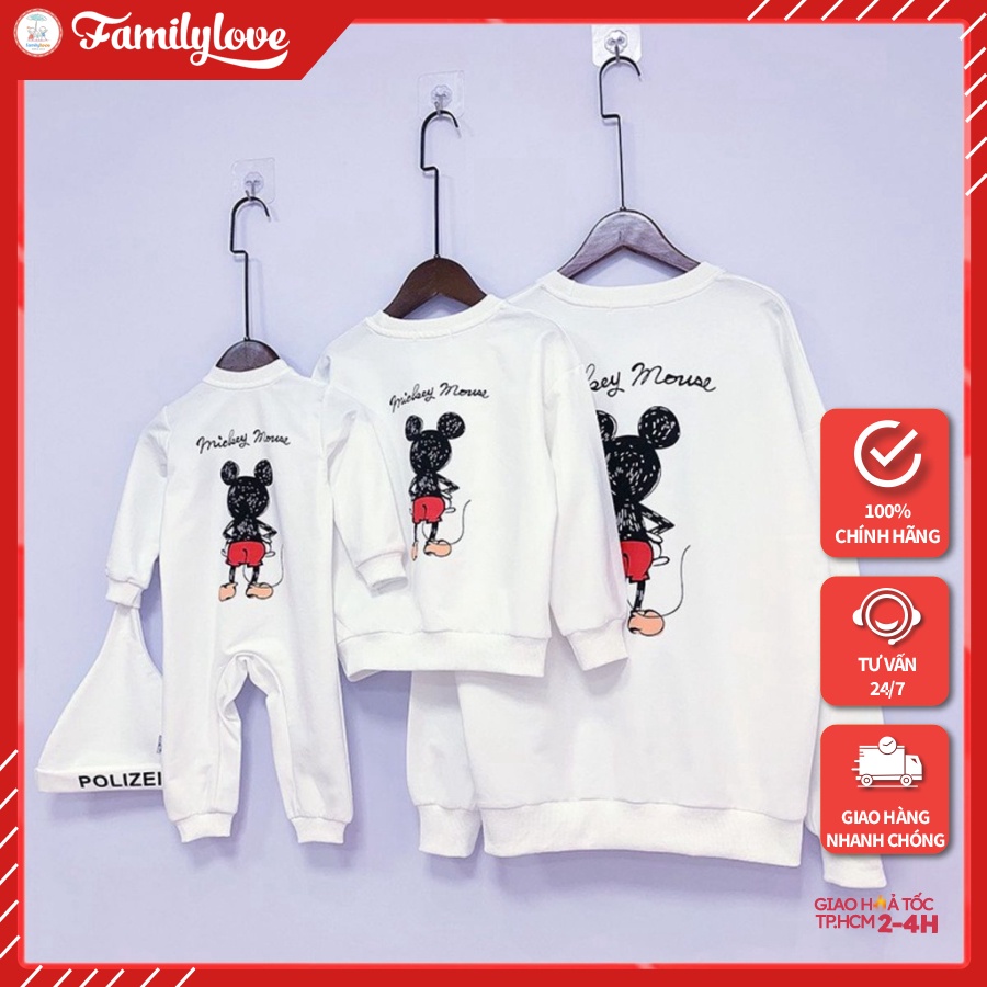 Áo Sweater Gia Đình Familylove - Áo Sweater Mickey nét vẽ 2 mặt Chất Liệu Nỉ Da Cá Cao Cấp