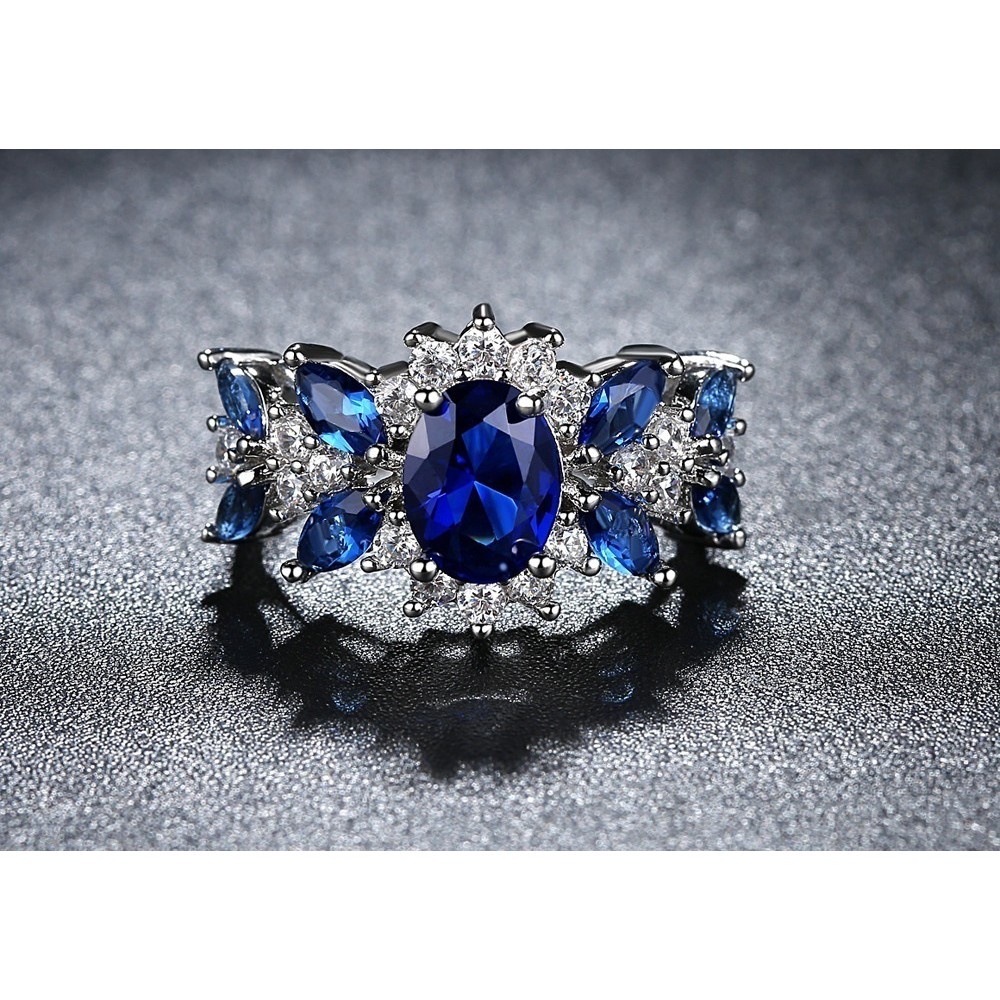 Nhẫn Bạc 925 Đính Đá sapphire size 5-11