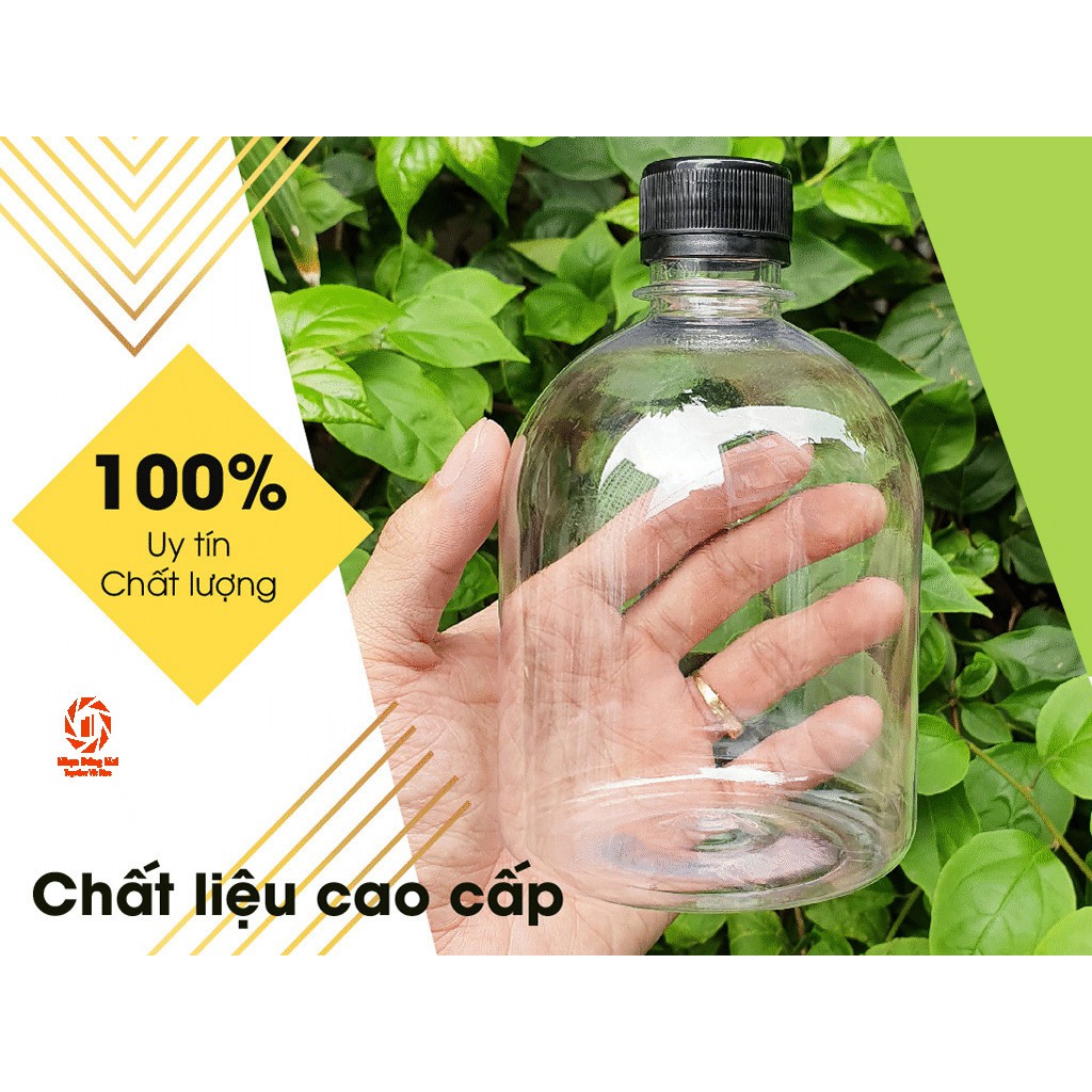 Chai Nhựa Tròn Lùn 500ml kèm Nắp - Chai Nhựa Trà Sữa 330ml - Nhựa Đồng Nai