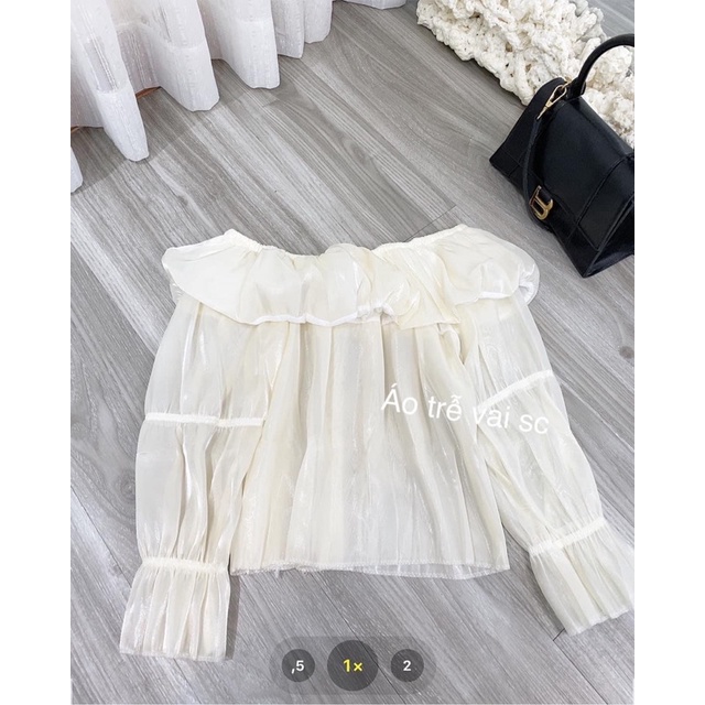 [Ảnh thật cuối] Áo Trễ Vai Viền Bèo Tơ L.Y Store Nữ [FREE] Áo Kiểu Nữ Bánh Bèo Tiểu Thư HOT