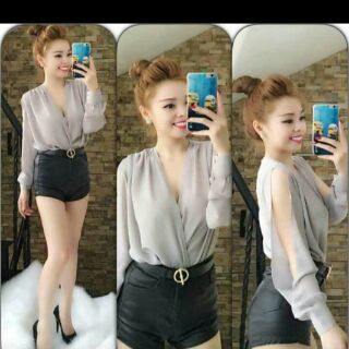 Sét áo voan xẻ tay short