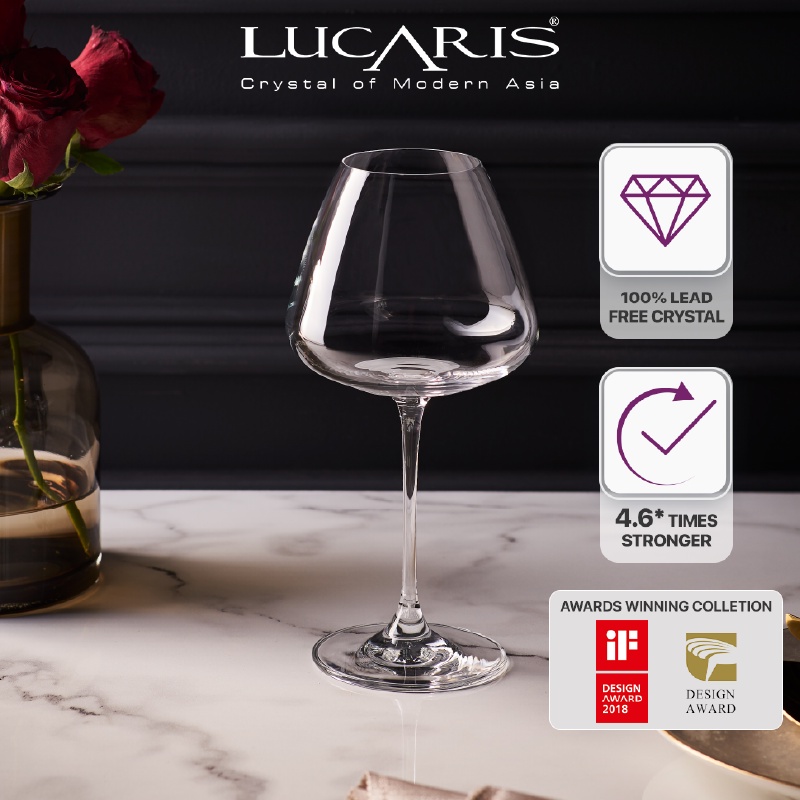 Bộ 6 Ly Uống Rượu Vang Đỏ Pha Lê Cao Cấp Lucaris Elegant Red 590ml Nhập Khẩu Chính Hãng Sang Trọng - Desire S10ER21