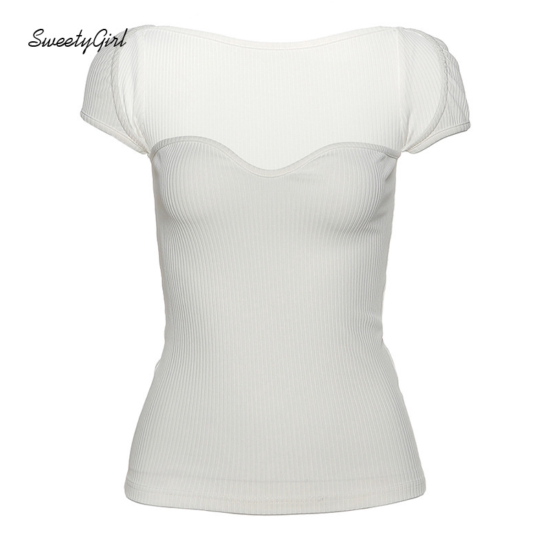 Áo Thun Tay Ngắn Cổ Vuông Thiết Kế Đơn Giản Thời Trang Mới Cho Nữ