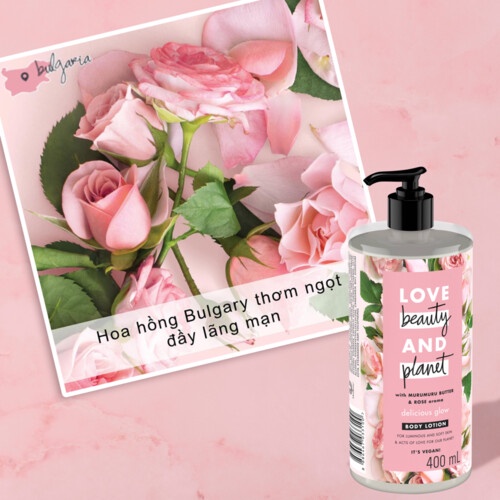 Sữa Tắm Love Beauty & Planet Majestic Glow Làm Sáng Da Rạng Rỡ Từ Thiên Nhiên 100% Tinh Dầu Hoa Hồng 400Ml
