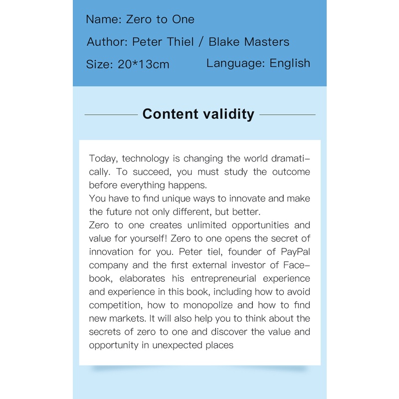 Zero đến một từ 0 đến 1 quản lý peter peter Thành công quyển sách mới
