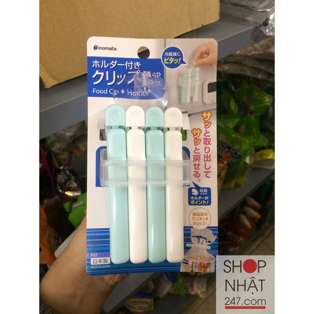 Set 4 kẹp miệng túi cỡ S kèm giá đựng Nội địa Nhật Bản