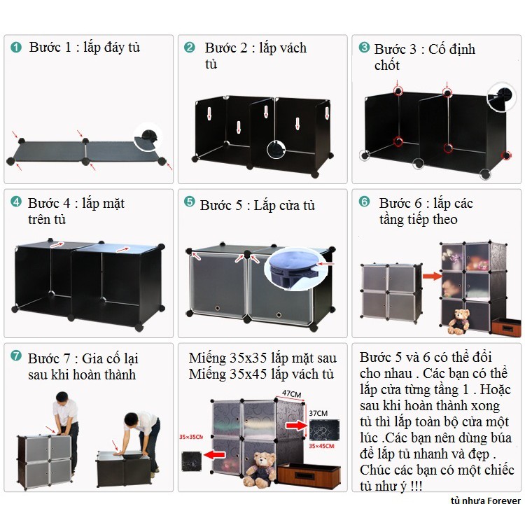 Tủ nhựa ghép đa năng 12 ô sâu 47,màu trắng vân gỗ, 2 treo, 2 xéo  - Bảo hành 1 năm