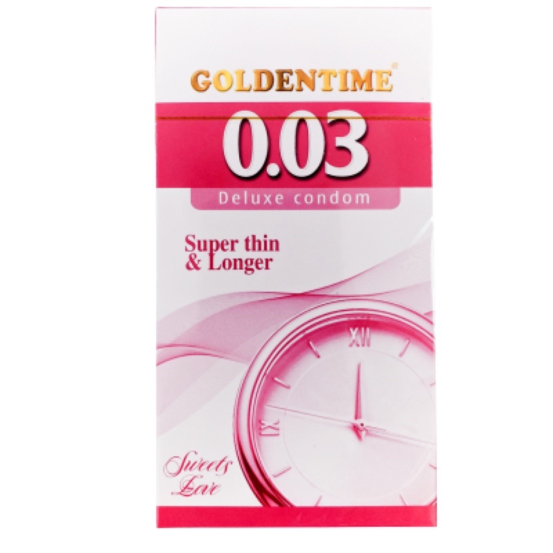 Bao Cao Su Goldentime Super Thin &amp; Longer Siêu Mỏng 0.03 Kéo Dài – Hộp 12 Bcs