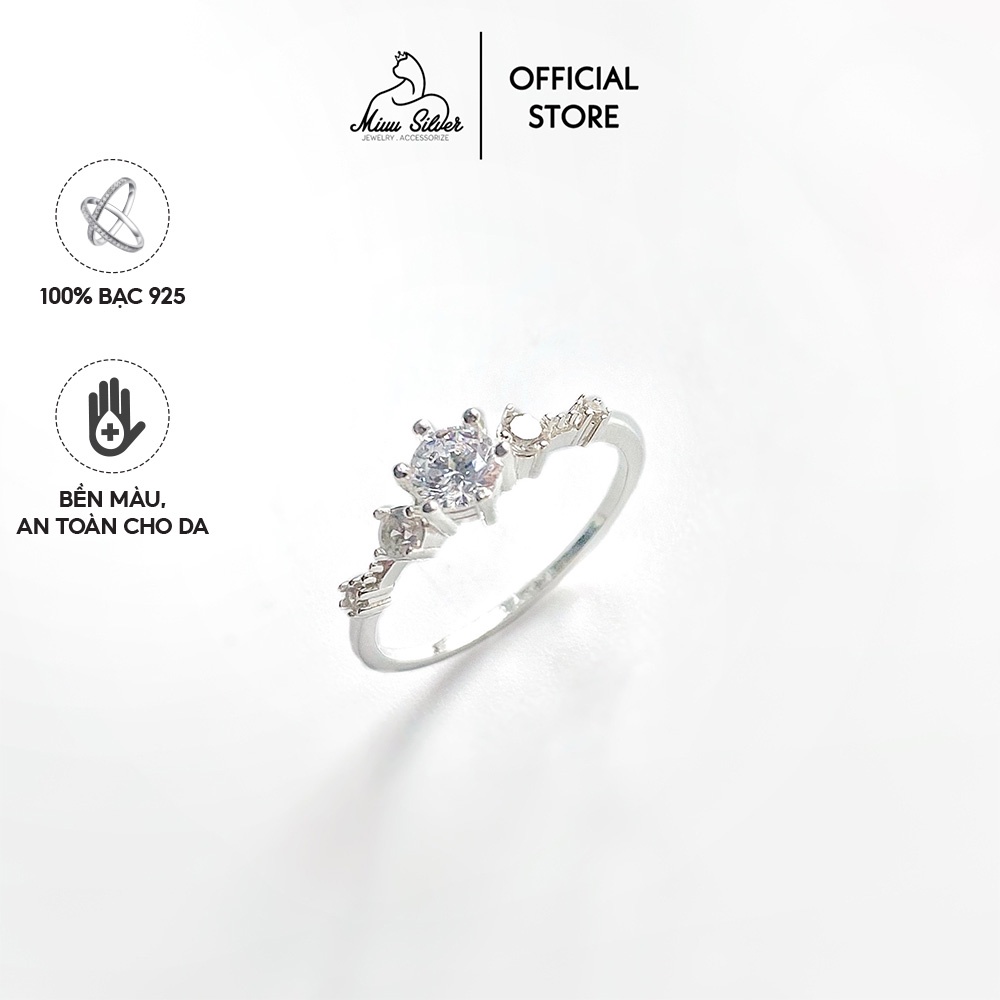 Nhẫn bạc nữ Miuu Silver đính đá xinh xắn, sang trọng Elina Ring