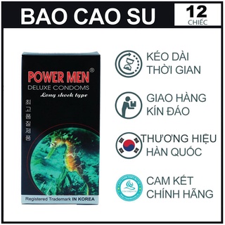 Bao cao su power men cá ngựa, gân gai, kéo dài thời gian - hộp 12 cái