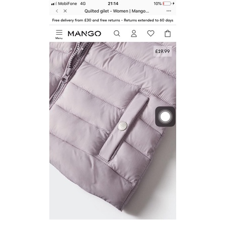 Áo gilê phao MANGO dư xịn