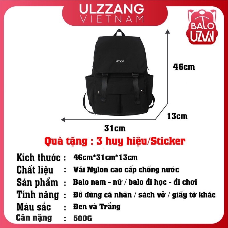 Balo nam nữ đi học Ulzzang basic chống nước, cặp sách laptop phong cách Unisex Hàn Quốc dành cho học sinh, sinh viên.