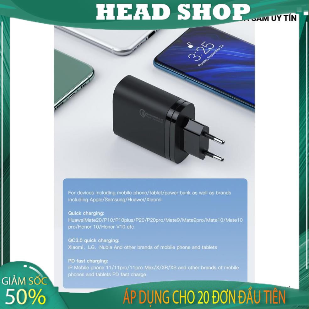 Cốc Sạc Nhanh 2 Cổng USB - Type C QC3.0 KuuLaa 36W dành cho Xiaomi Iphone Huawei OPPO HEAD SHOP