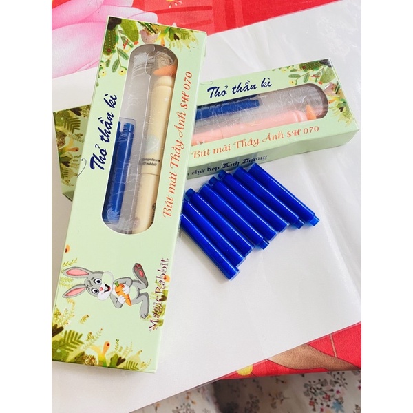 BÚT XOÁ THỎ THẦN KÌ SH 070 | COMBO 2 BÚT VÀ 8 ống mực xoá