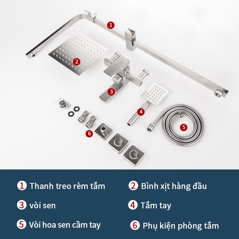 Bộ sen cây tắm đứng nóng lạnh Inox SUS 304 U-HOME ST60-9510B Sen bộ tắm đứng nóng lạnh（sang trọng）