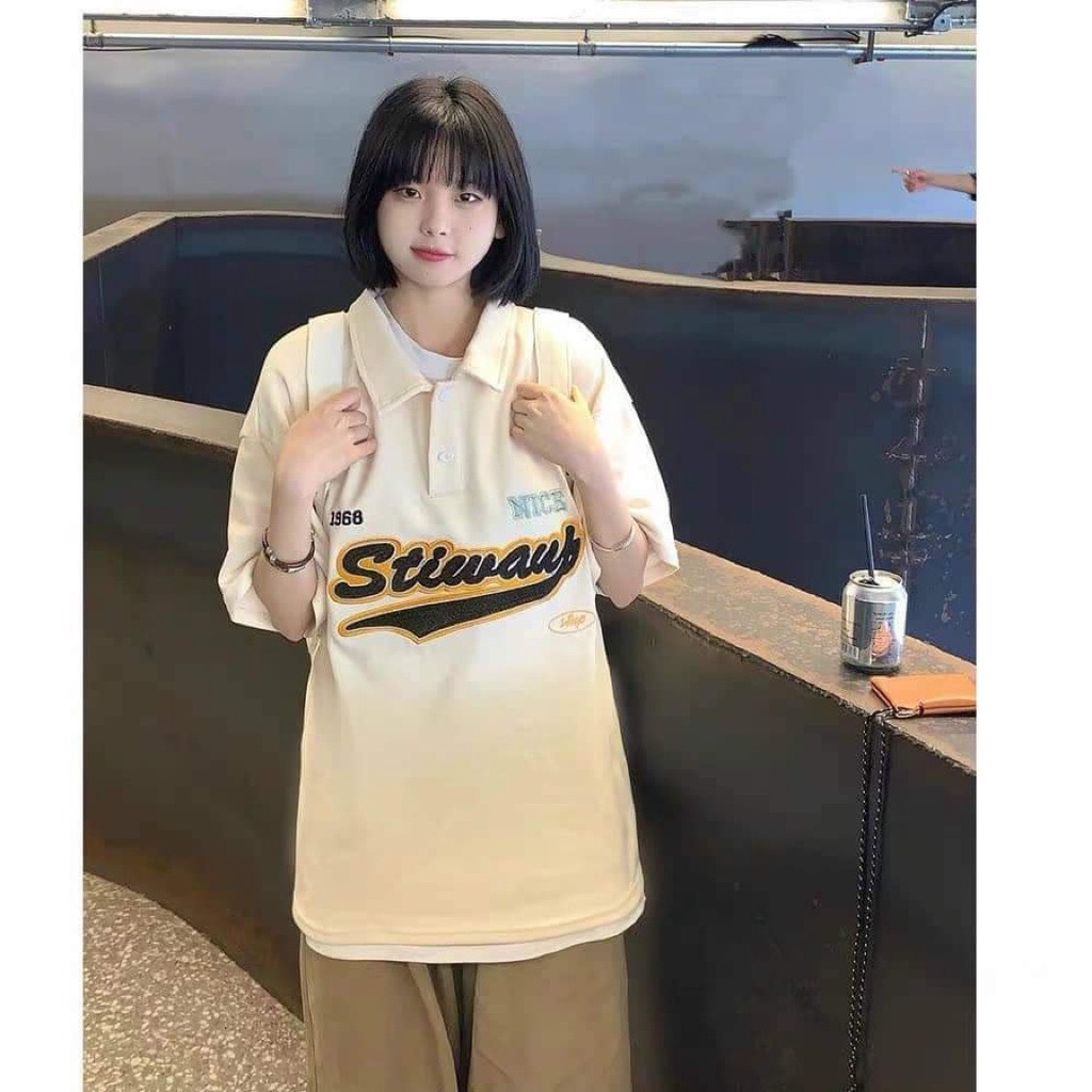 Áo POLO Cổ Bẻ Phong Cách UNISEX Nam Nữ STI 1968, Cotton Hàn Quốc Siêu Mịn Tự Do Hoạt Động Mã GAREM