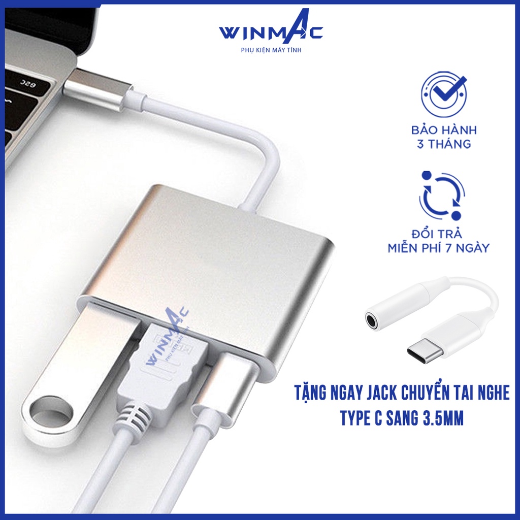 Type C To Hdmi - Bộ Chuyển Đổi Type C sang HDMI / USB / Type C cho máy tính, điện thoại - Winmac