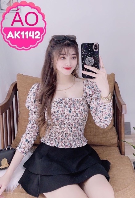 Áo kiểu nhúng tay dài siêu xinh - ẢNH THẬT 100%