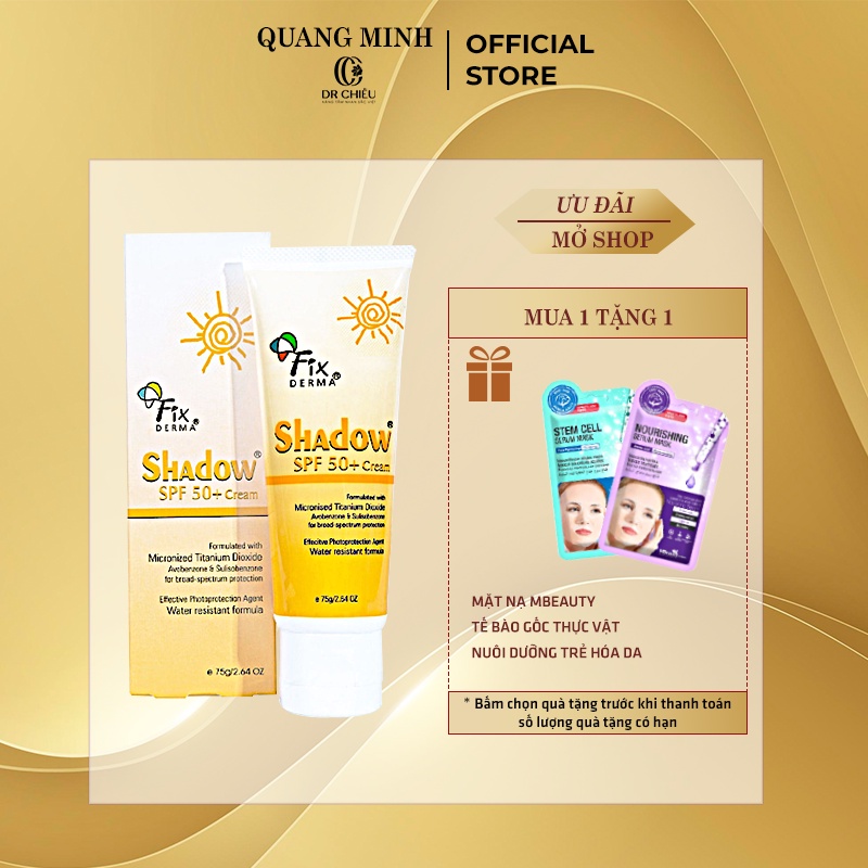 Kem Chống Nắng Shadow SPF 50+ Gel Chống Nắng Fixderma cho da mặt và toàn thân (75g)