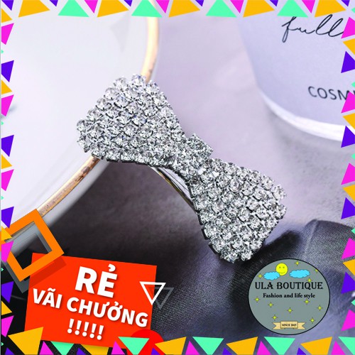 Kẹp tóc đính đá pha lê nhân tạo ULA Shop lấp lánh phong cách Hàn Quốc mạ bạc s925