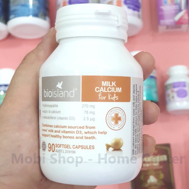 Viên Uống Sữa Canxi Milk Calcium Bio Island Úc, Sữa Bò Non Cho Bé Cho Trẻ Từ 7 Tháng Tuổi Trở Lên, Hộp 90 Viên, Mẫu Mới