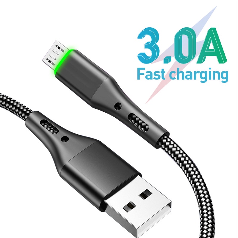 Dây cáp sạc nhanh 3A có đèn led thông minh thích hợp cho Iphone Android