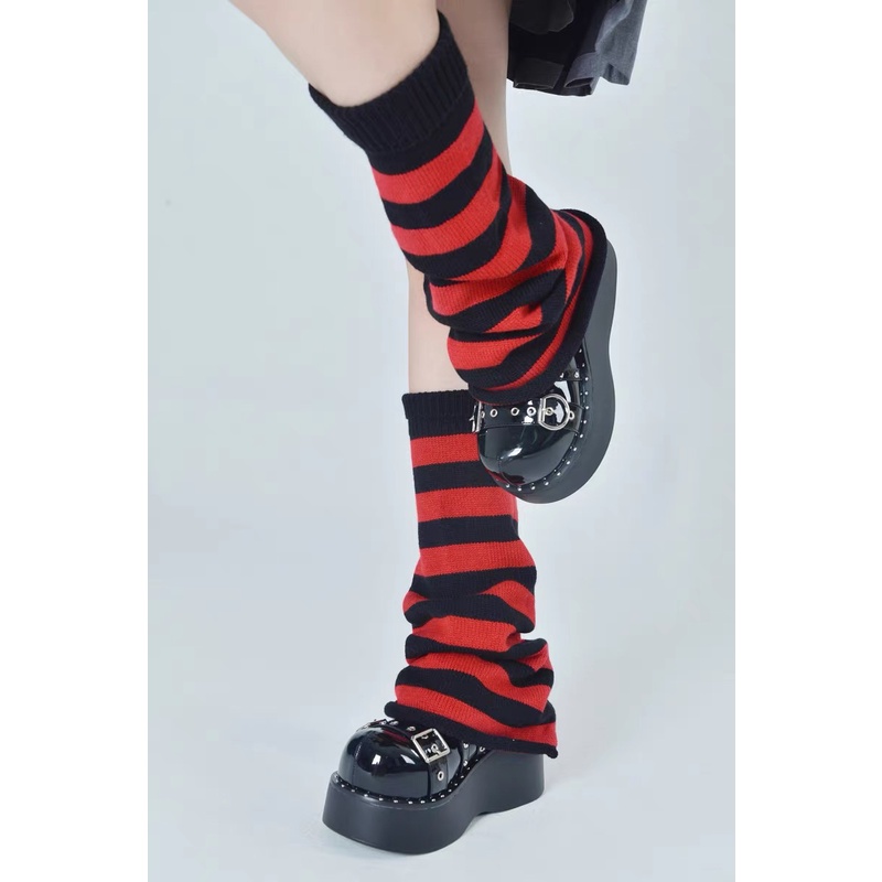 Vớ Dệt Kim jk Sọc Ngang Bắp Chân Thời Trang Thu Đông Cho Nữ