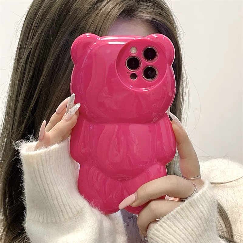 Ốp Điện Thoại Mềm Họa Tiết Hoa Hồng / Gấu Kèm Dây Đeo Cho Iphone 14Proax 12 pro max 11 pro max xs max xr x 13Proax plus