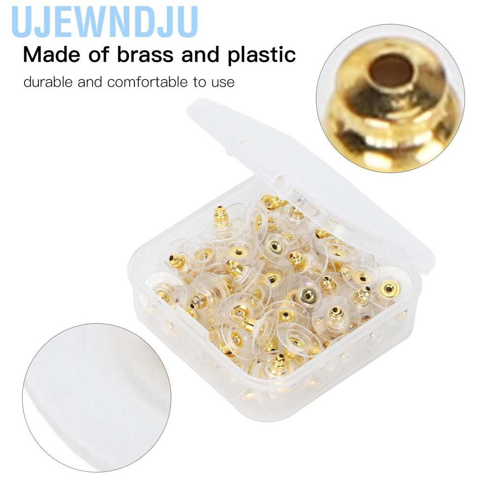 Ujewndju 100Pcs Earring Backs Post Backings Stopper Replacement Stud Secure Hook