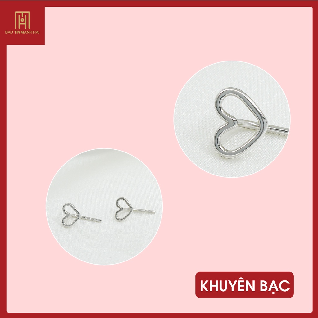 Bông tai Bạc nữ 925 hình tim phong cách Hàn Quốc Bảo Tín Mạnh Hải