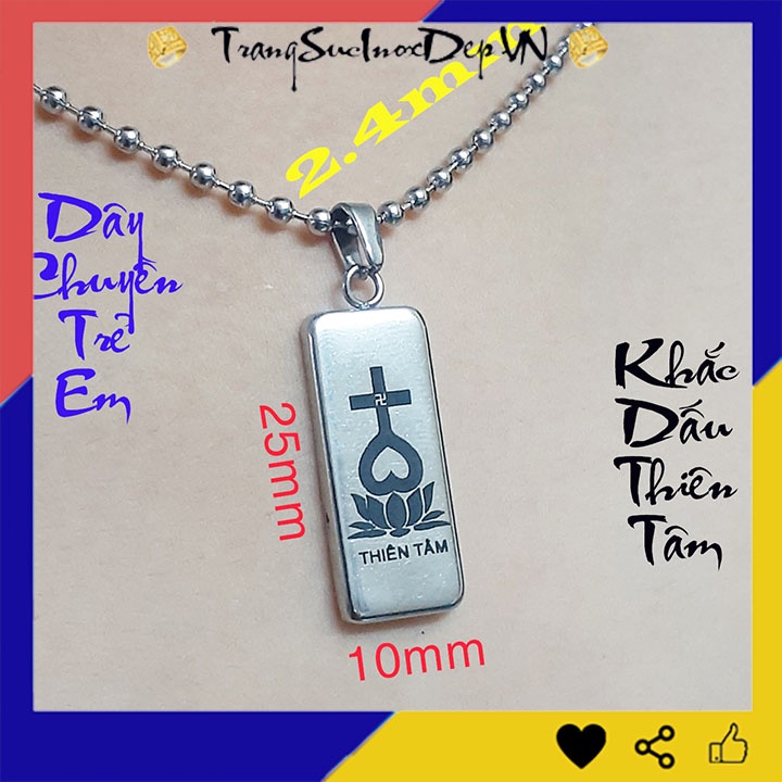 Dây chuyền trẻ em inox khắc dấu thiên tâm làm quà tặng cho bé yêu của bạn