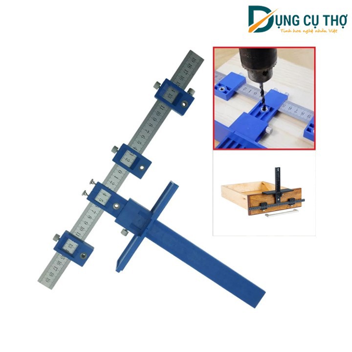Thước định vị lỗ khoan tay nắm ngăn kéo màu xanh cao cấp