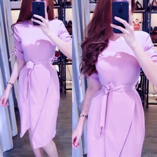Đầm tím body tay rút