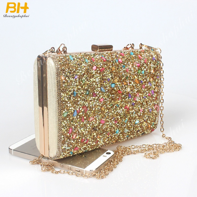 Ví Cầm Tay Đính Đá Kim Cương Lấp Lánh Nhiều Màu Sắc Di Động Cho Nữ