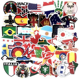50 Sticker “Lá Cờ - Quốc Kỳ” sắc nét chống nước, chống thấm. Dán vào hành lý, xe máy, máy tính xách tay v.v.